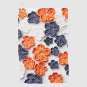 Blume aus handgefertigten Frühlingstoffen, orange Golfhandtuch