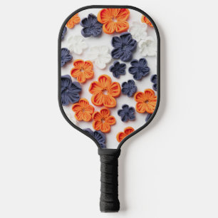 Blume aus handgefertigten Frühlingstoffen, orange Pickleball Schläger