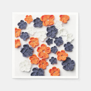 Blume aus handgefertigten Frühlingstoffen, orange  Serviette