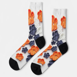 Blume aus handgefertigten Frühlingstoffen, orange Socken