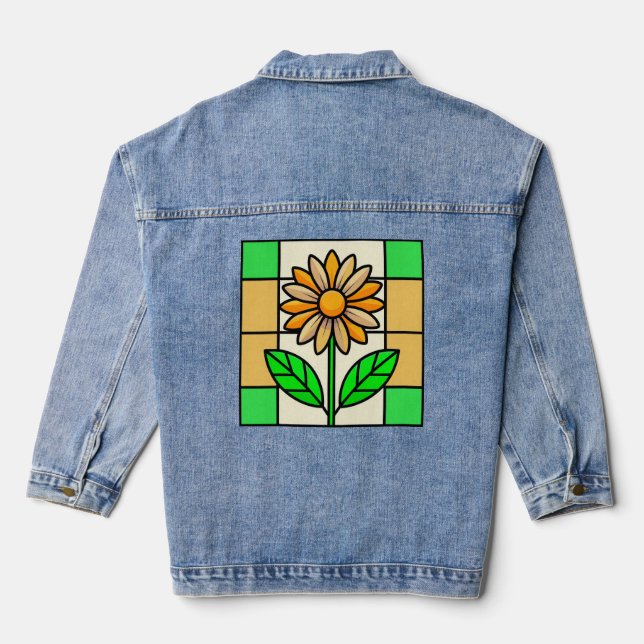 Blume aus Hartglas Jeansjacke (Rückseite)