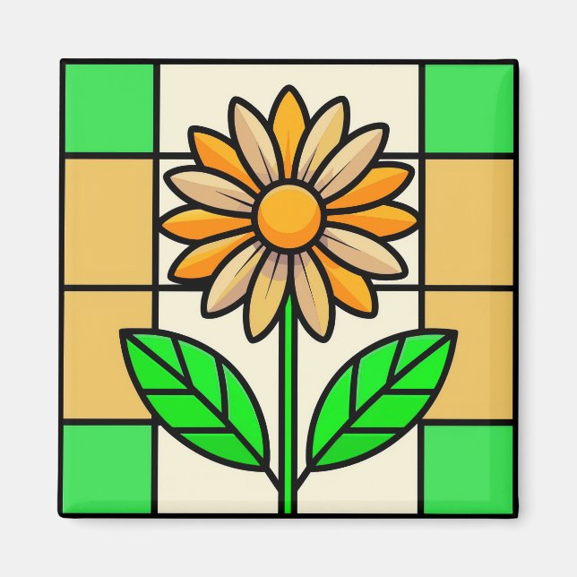 Blume aus Hartglas Magnet (Vorne)