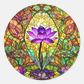 Blume aus Hartglas Runder Aufkleber