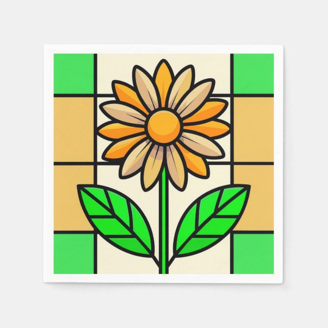 Blume aus Hartglas Serviette (Vorderseite)