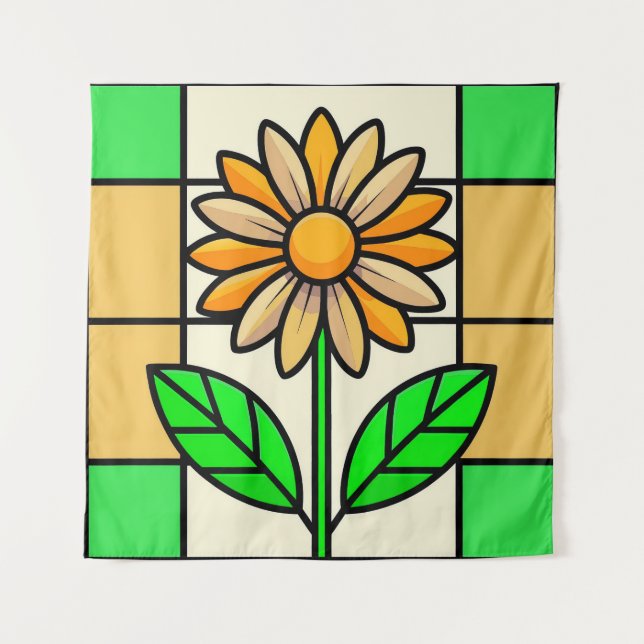 Blume aus Hartglas Wandteppich (Vorderseite)