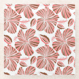 Blume aus hawaiianischem Hibiskus: brauner tropisc Glasuntersetzer