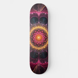 Blume aus hellem Fraktal Spirituelles Kunstdesig Skateboard
