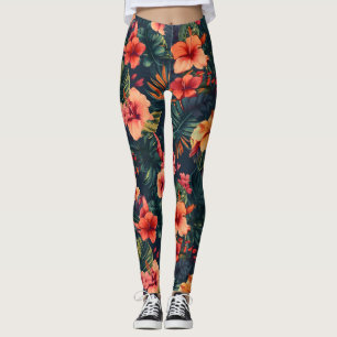 Blume aus Hibiskus, tropisches Blumenmuster Leggings