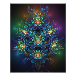 Blume aus leuchtendem Fraktal Fotodruck