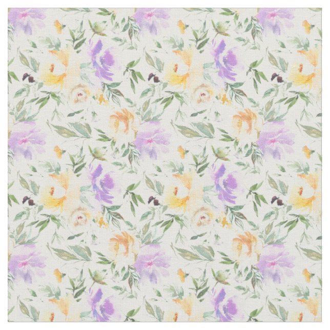 Blume aus lila Gelbflormuster Stoff (Nahaufnahme)