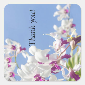 Blume aus lila und weißen Orchideen Quadratischer Aufkleber