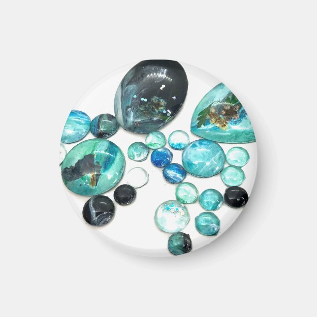 Blume aus Meerglas und Bänder Magnet (Vorne)