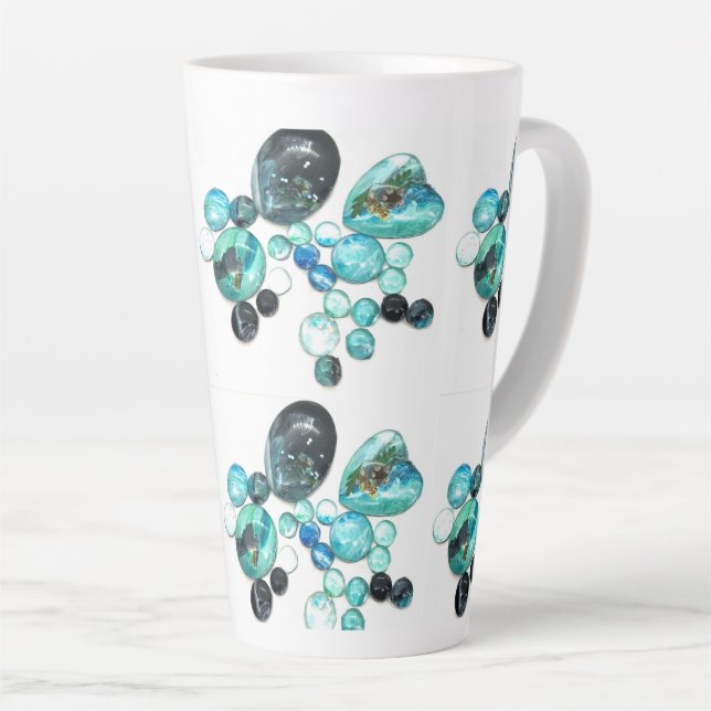 Blume aus Meerglas und Bänder Milchtasse (Rechte Ecke)