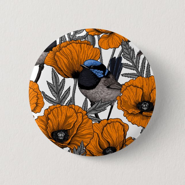 Blume aus Mehl und Orangenmohn 2 Button (Vorderseite)