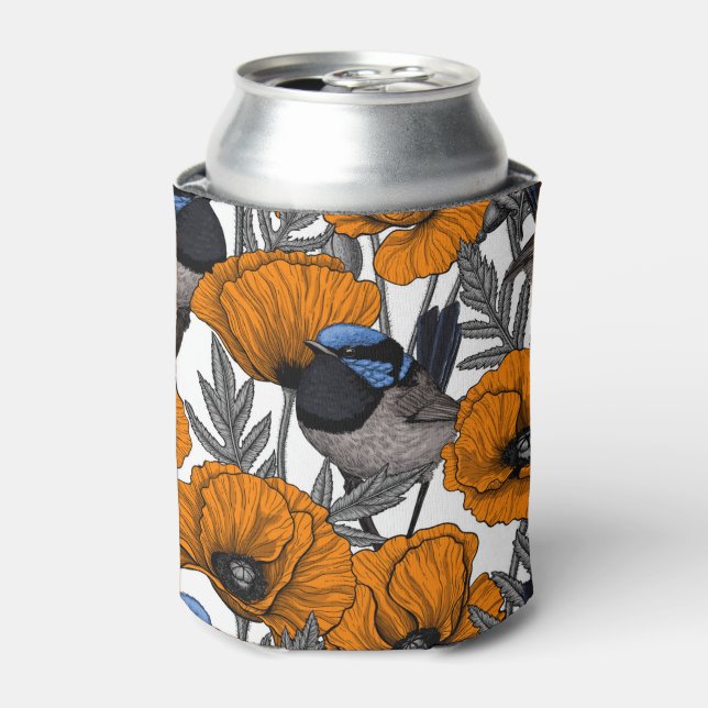 Blume aus Mehl und Orangenmohn 2 Dosenkühler (Kanne Vorderseite)