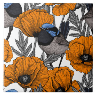 Blume aus Mehl und Orangenmohn 2 Fliese