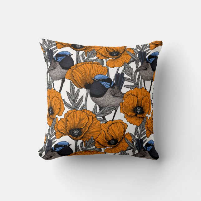 Blume aus Mehl und Orangenmohn 2 Kissen (Vorderseite)