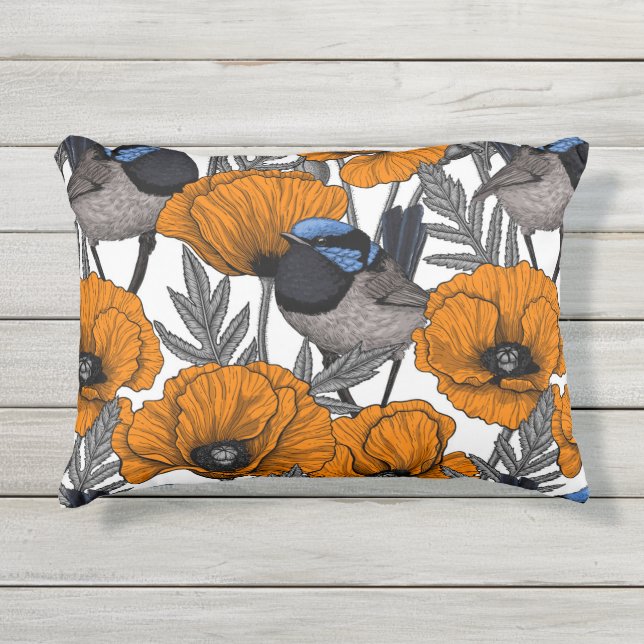 Blume aus Mehl und Orangenmohn 2 Kissen Für Draußen (Vorderseite)