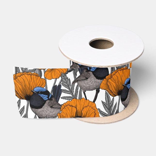 Blume aus Mehl und Orangenmohn 2 Satinband (Spule)