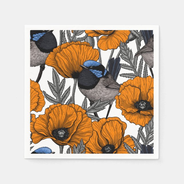 Blume aus Mehl und Orangenmohn 2 Serviette (Vorderseite)