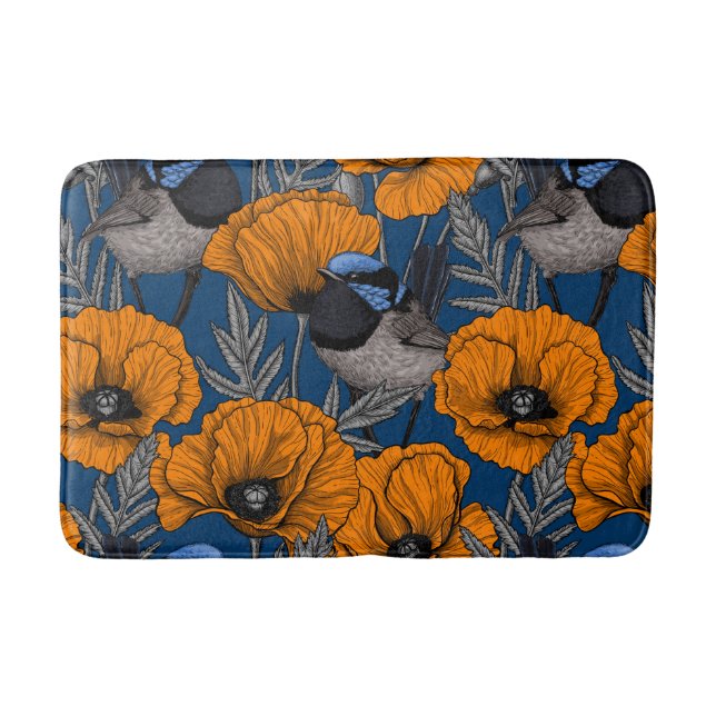 Blume aus Mehlwein und Orangenmohn Badematte (Vorderseite)