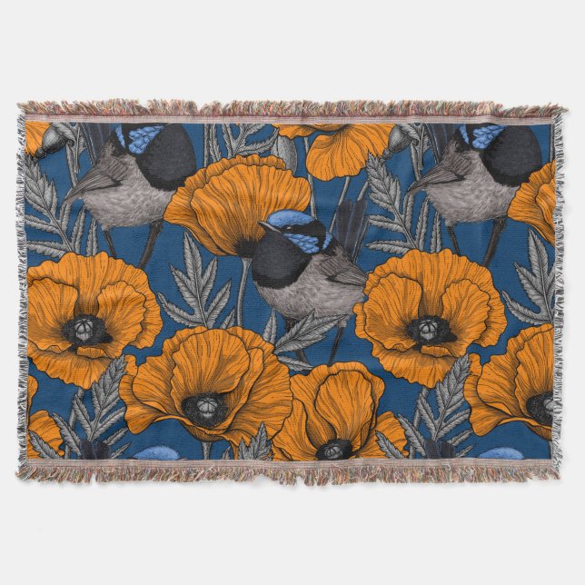 Blume aus Mehlwein und Orangenmohn Decke (Vorderseite)