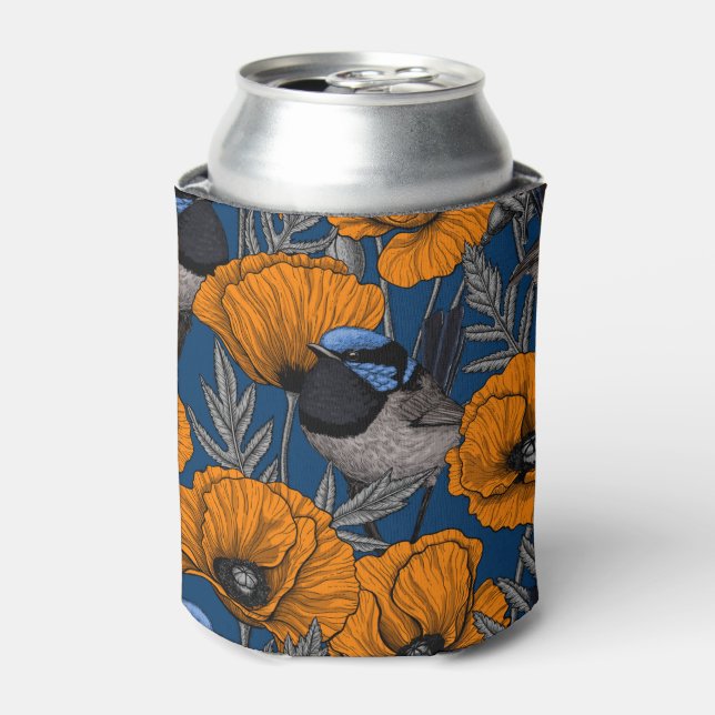 Blume aus Mehlwein und Orangenmohn Dosenkühler (Kanne Vorderseite)