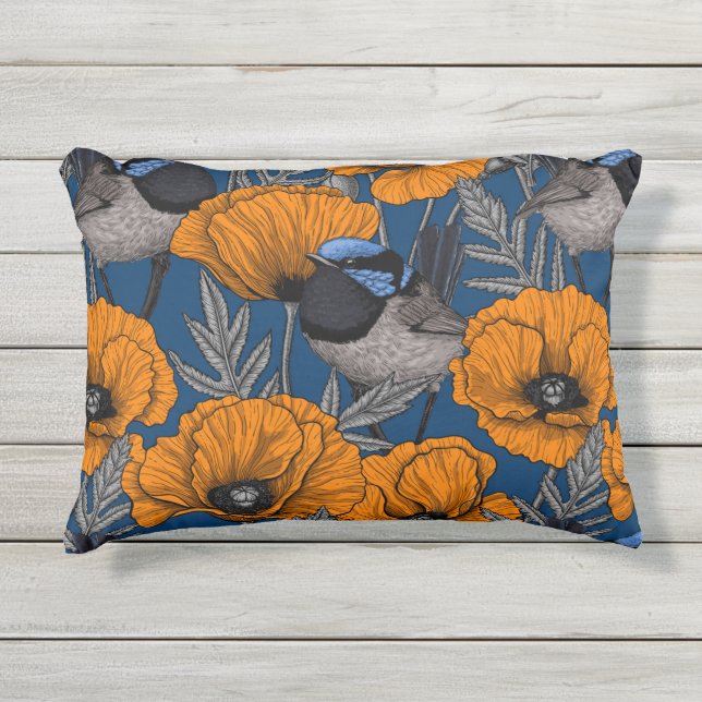 Blume aus Mehlwein und Orangenmohn Kissen Für Draußen (Vorderseite)