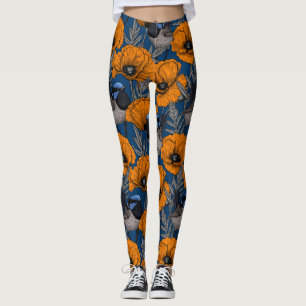 Blume aus Mehlwein und Orangenmohn Leggings