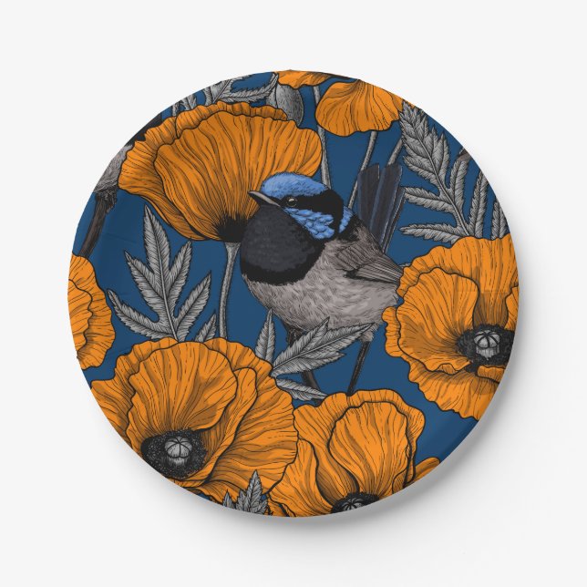 Blume aus Mehlwein und Orangenmohn Pappteller (Vorderseite)