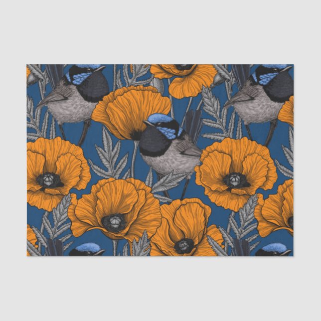 Blume aus Mehlwein und Orangenmohn Seidenpapier (Vorderseite)