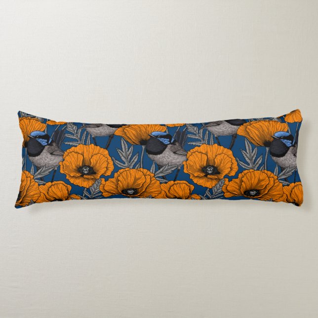 Blume aus Mehlwein und Orangenmohn Seitenschläferkissen (Vorderseite)