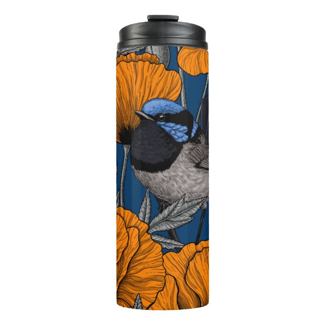 Blume aus Mehlwein und Orangenmohn Thermosbecher (Vorderseite)