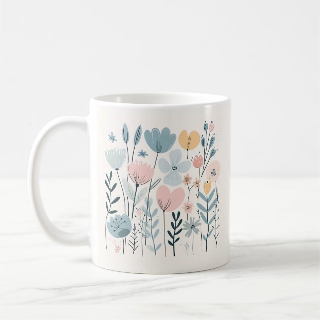 Blume aus niedlichem Cartoon Wasserfarbene Blumenh Kaffeetasse (Links)