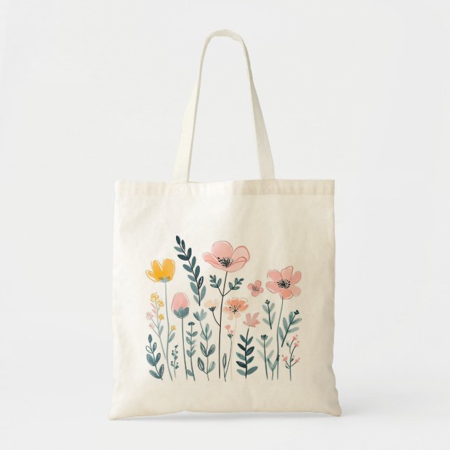 Blume aus niedlichem Cartoon Wasserfarbene Blumenh Tragetasche (Vorne)