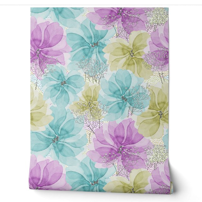 Blume aus Pastel und weißem Gipskraut Tapete (Abrollen)