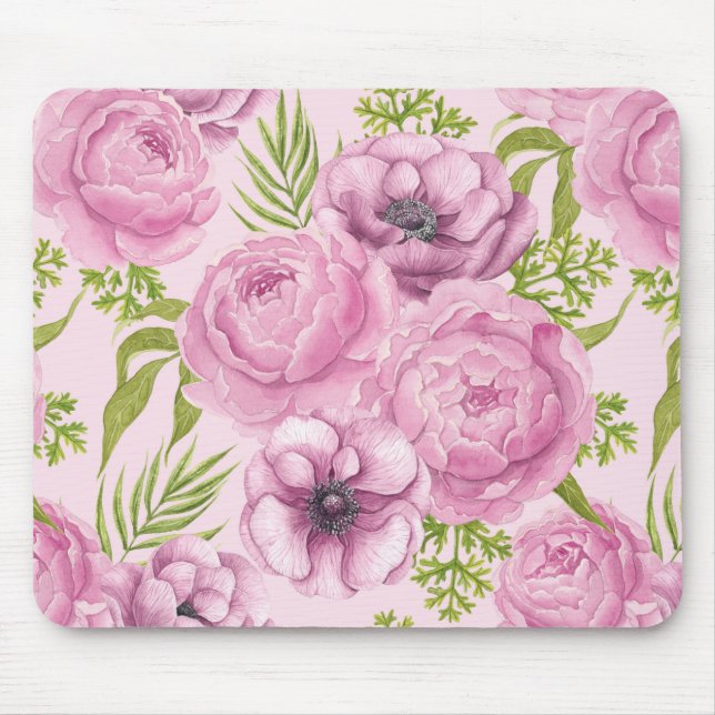 Blume aus Peony und Anemone Mousepad (Vorne)