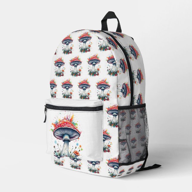 Blume aus Pilzen Bedruckter Rucksack (Rückseitige Ecke Rechts)