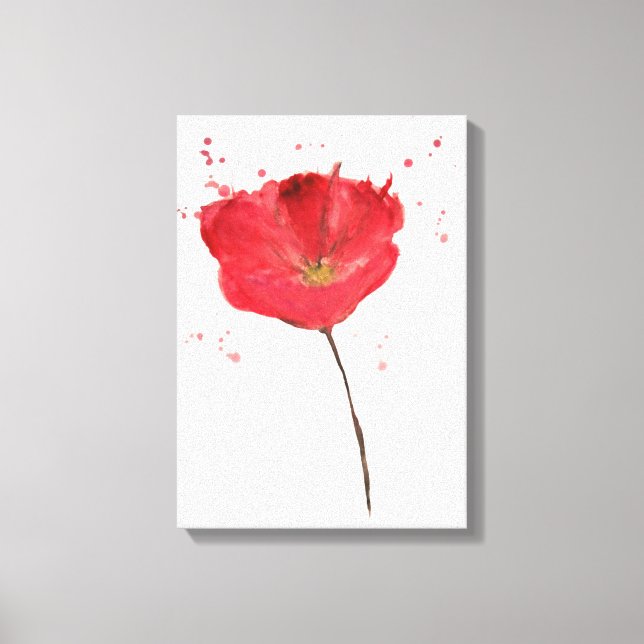 Blume aus Poppen in Aquarellfarbe Leinwanddruck (Vorderseite)