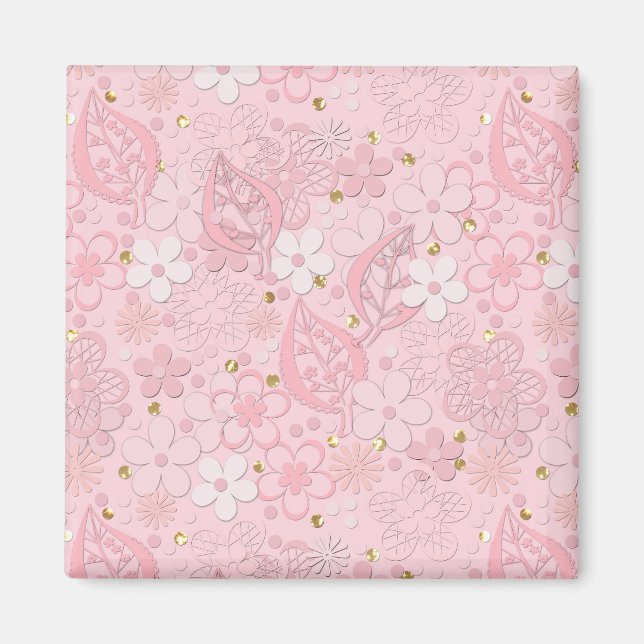 Blume aus rosa Papier Magnet (Vorne)