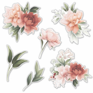 Blume aus rosa und cremefarbenen Vinyl-Aufklebern  Aufkleber