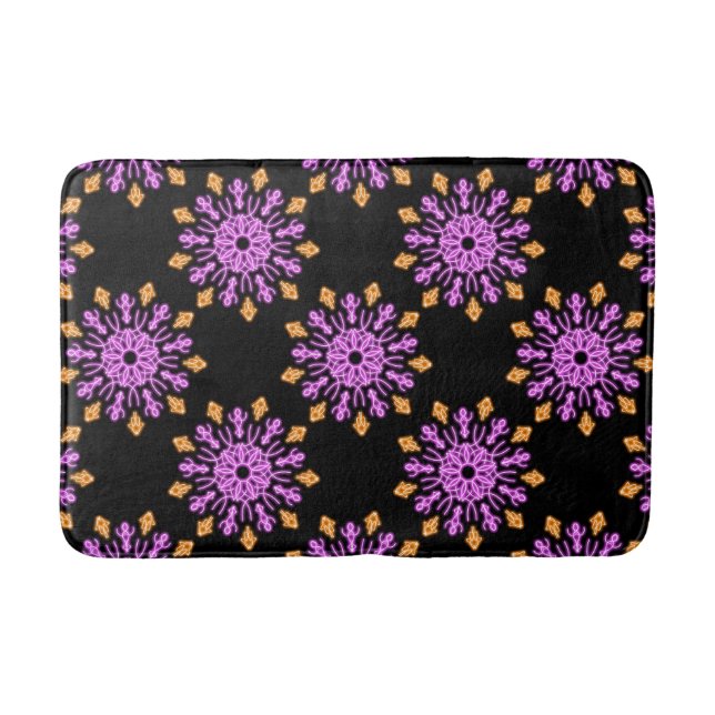Blume aus rosa und orangefarbenem Neon Badematte (Vorderseite)