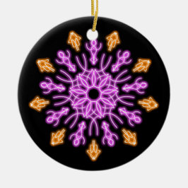 Blume aus rosa und orangefarbenem Neon Keramikornament