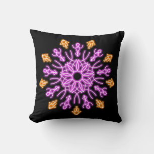 Blume aus rosa und orangefarbenem Neon Kissen