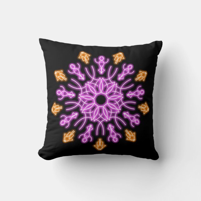 Blume aus rosa und orangefarbenem Neon Kissen (Vorderseite)
