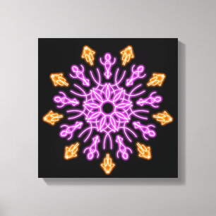 Blume aus rosa und orangefarbenem Neon Leinwanddruck