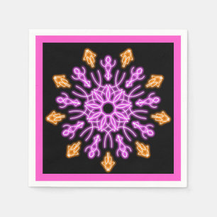 Blume aus rosa und orangefarbenem Neon Serviette