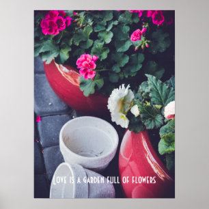 Blume aus rosa und weißem Gärengarten Poster