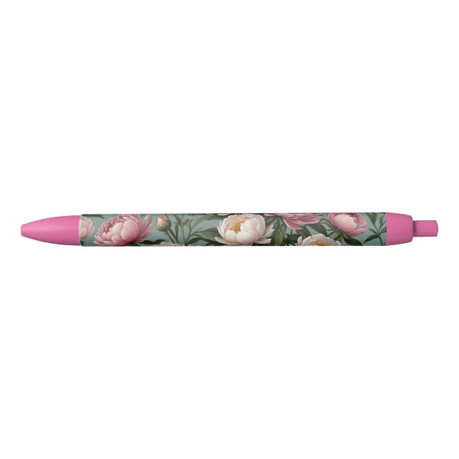 Blume aus rosa und weißem Peony Kugelschreiber (Vorderseite)