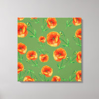 Blume aus rotem Mohn, gesteppte Leinwand